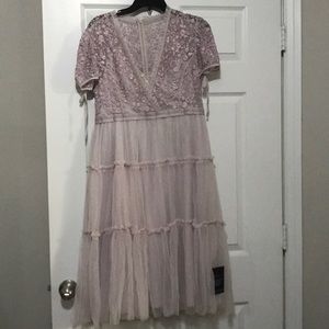 Needle & Thread Embroidered Tulle Midi Dress